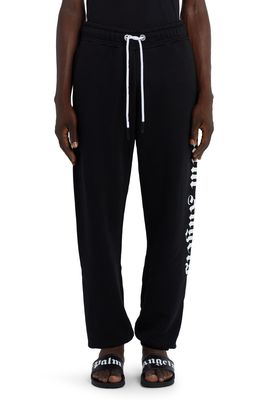 Palm Angels Side Logo Cotton Joggers in Black White