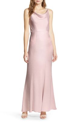 Chi Chi London Sima Cowl Neck Satin Trumpet Gown in Mink
