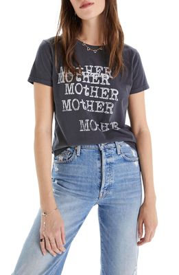 MOTHER Itty Bitty Goodie Goodie Destroyed Cotton Tee in Typewriter Faded Black