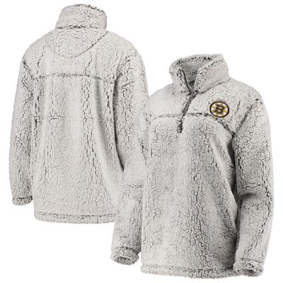 Women's G-III 4Her by Carl Banks Gray Boston Bruins Sherpa Quarter-Zip Pullover Jacket