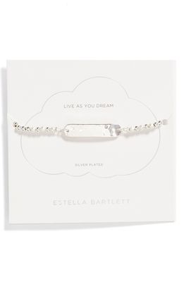 Estella Bartlett Textured Bar & Bead Slide Bracelet in Silver