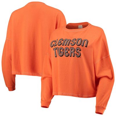 Women's chicka-d Orange Clemson Tigers Vintage Jersey Boxy Big Long Sleeve T-Shirt
