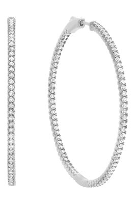 Crislu Small Pave Cubic Zirconia Inside Out Hoop Earrings in Platinum