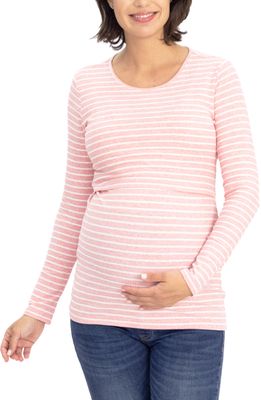 Angel Maternity Stripe Maternity/Nursing Top in Pink Stripes