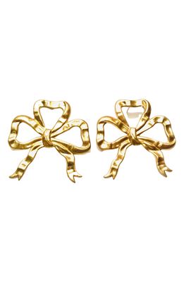 The Pink Reef Bow Stud Earrings in Gold