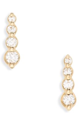 Dana Rebecca Designs Vivian Lily Graduating Diamond Bar Stud Earrings in Yellow Gold
