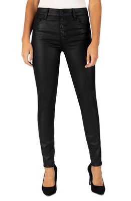 KUT from the Kloth Mia High Waist Coated Skinny Jeans in Black