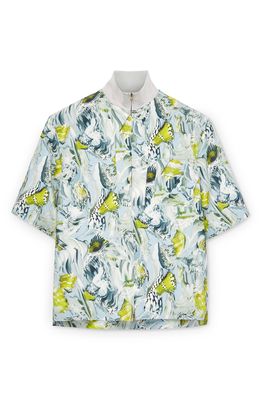 Agnona Men's Seashells Print Linen & Silk Shirt in Cloud