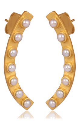 Christina Greene Cultured Pearl Drop Earrings in Gold/Pearl