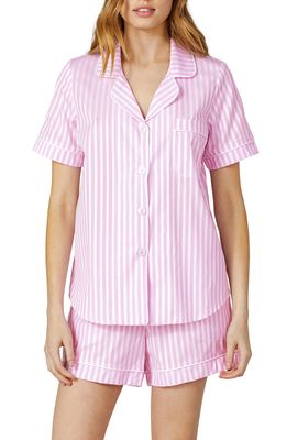 BedHead Pajamas 3D Stripe Organic Cotton Sateen Short Pajamas in Pink