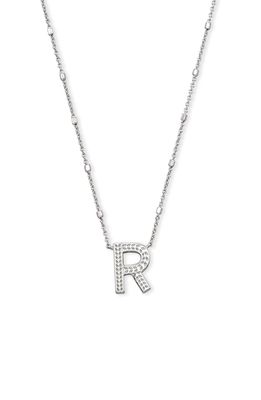 Kendra Scott Initial Pendant Necklace in Rhodium Metal-R