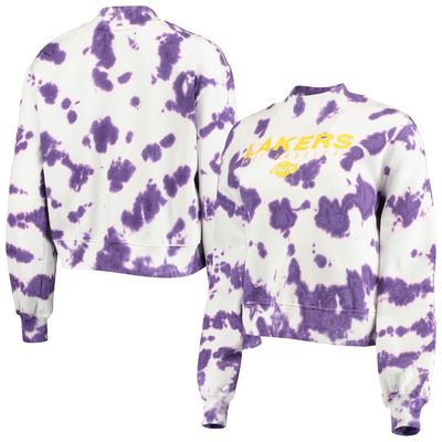 Women's Junk Food Purple Los Angeles Lakers Tie-Dye Pullover Sweatshirt
