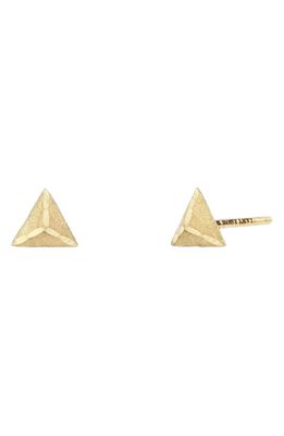 Bony Levy 14K Gold Brushed Pyramid Stud Earrings in Yellow Gold