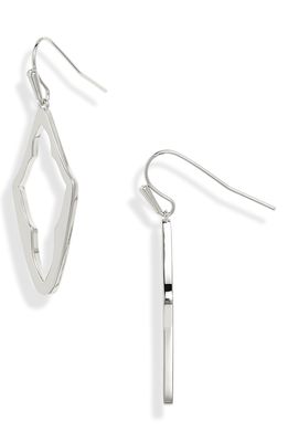 Kendra Scott Abbie Elongated Frame Drop Earrings in Rhodium