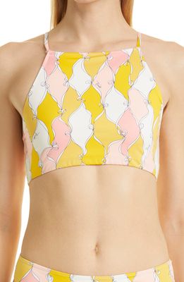 Emilio Pucci Losanghe Crop Bikini Top in Giallo Rosa