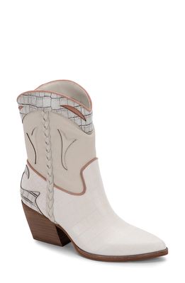 Dolce Vita Loral Western Boot in Ivory Croco Print Leather