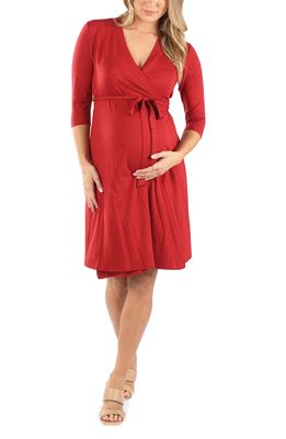 Angel Maternity Maternity/Nursing Wrap Dress in Red