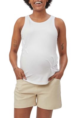 Stowaway Collection Pleated Maternity Tank in White