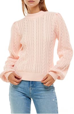 WAYF Wylander Cable Stitch Cotton Sweater in Blush