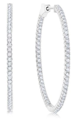 Crislu Medium Pave Hoop Earrings in Platinum