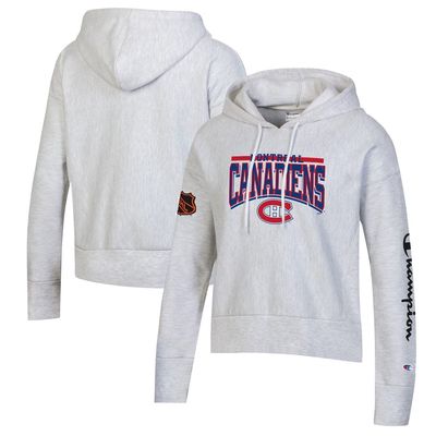 Women's Champion Heathered Gray Montreal Canadiens Reverse Weave Pullover Hoodie in Heather Gray
