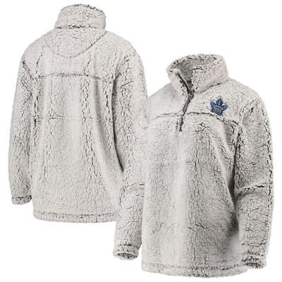 Women's G-III 4Her by Carl Banks Gray Toronto Maple Leafs Sherpa Quarter-Zip Pullover Jacket