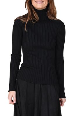 Molly Bracken Rib Turtleneck Sweater in Black