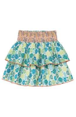 Peek Aren'T You Curious Kids' Paisley Print Tiered Cotton Skirt in Green/Blue Print