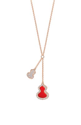 Qeelin Petite Wulu Red Agate & Diamond Pendant Necklace in Rose Gold
