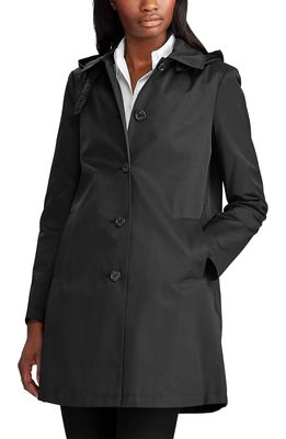 Lauren Ralph Lauren Balmacaan Hooded Raincoat in Black