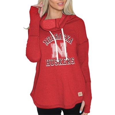 Women's Original Retro Brand Scarlet Nebraska Huskers Funnel Neck Pullover Sweatshirt in Red
