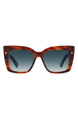 Dsquared2 54mm Rectangular Sunglasses in Brown Horn /Blue Shaded
