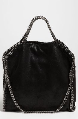 Stella McCartney 'Falabella - Shaggy Deer' Faux Leather Foldover Tote in Black