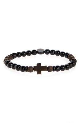 Caputo & Co. Azabache Cross Bead Bracelet in Black Onyx