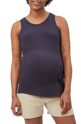 Stowaway Collection Pleated Maternity Tank in Navy