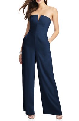 Dessy Collection Strapless Crepe Jumpsuit in Midnight