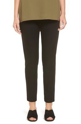 Eileen Fisher Stretch Crepe Slim Ankle Pants in Black