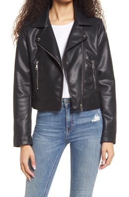 Vigoss Faux Leather Moto Jacket in Black