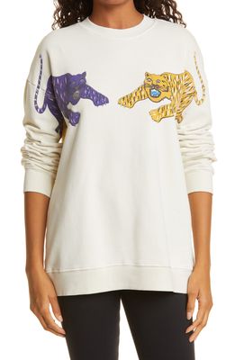 Raquel Allegra Tiger Cotton Sweatshirt in White Tiger