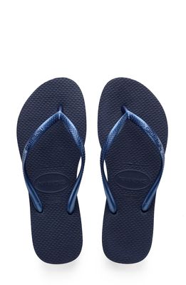 Havaianas Slim Flip Flop in Navy Blue/Blue