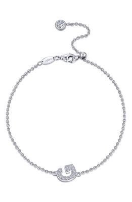 Lafonn Simulated Diamond Pave Initial Bracelet in Silver/White G