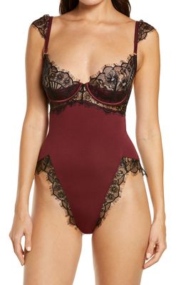 Oh La La Cheri Lace Underwire Teddy in Zinfandel/Black