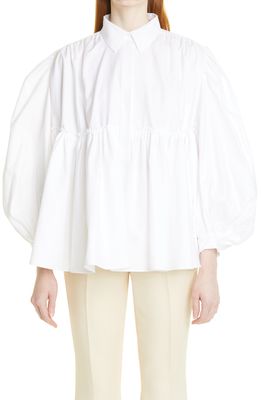 Brock Collection Tori Bishop Peplum Poplin Blouse in White