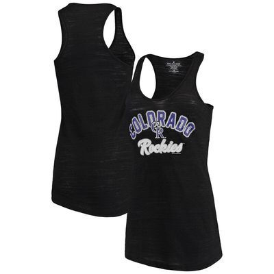 Women's Soft as a Grape Black Colorado Rockies Multicount Racerback Tank Top