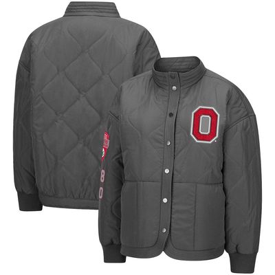 Women's Colosseum Charcoal Ohio State Buckeyes Quilted Full-Snap Jacket