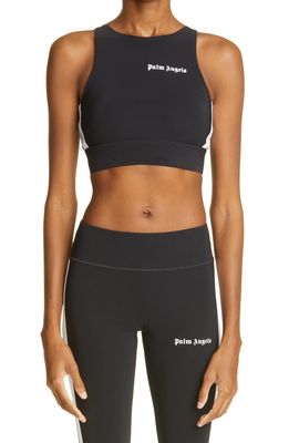 Palm Angels Training Track Crop Top in Black White