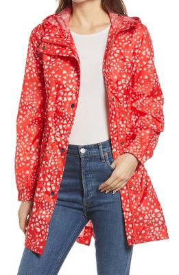 Joules Golightly Print Raincoat in Red Heart Leopard