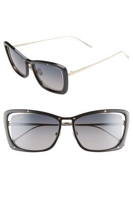 Maui Jim Adrift 54mm Polarized Cat Eye Sunglasses in Black/Shiny Gold/Grey