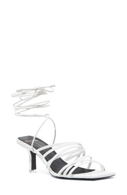 Black Suede Studio Franca Strappy Sandal in White Leather