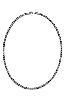 Crislu Men's Box Chain Necklace in Black Rhodium